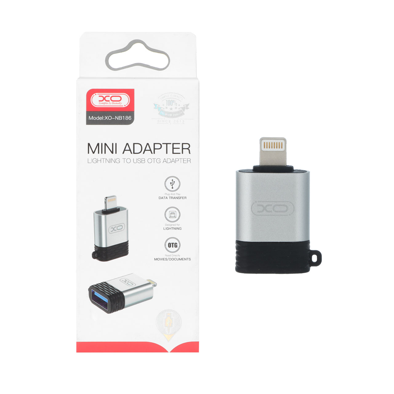 تبدیل XO Lightning To USB OTGمدل XO-NB186 - خاکستری